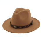 Fedora Hats For Women Trilby Cotton Felt Hat With Belt Wide Vintage Jazz Cap