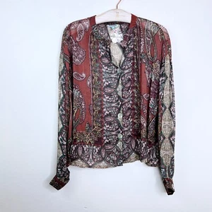 Blusa boho bohemia de mujer Nostalgia manga larga transparente otoño borgoña mediana - Imagen 1 de 6