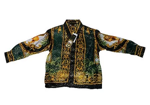 Kid's Silk Casual Metallic Shirt Lion Design Long Sleve - Picture 1 of 2