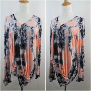 NWT YOUNG FABULOUS BROKE Multicolor Tie Dye Asymmetric Hem Shirt Women sz Medium - Picture 1 of 10