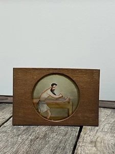 1800’s Antique Reverse On Glass Painting Hinterglasmalerei Russian Bath Humorous - Picture 1 of 3