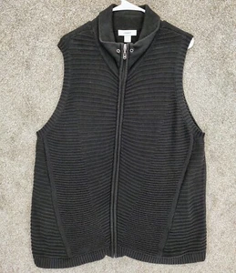 CJ Banks Women's XL Sweater Top Sleeveless Full Zip Black Textured Breathable - Picture 1 of 7