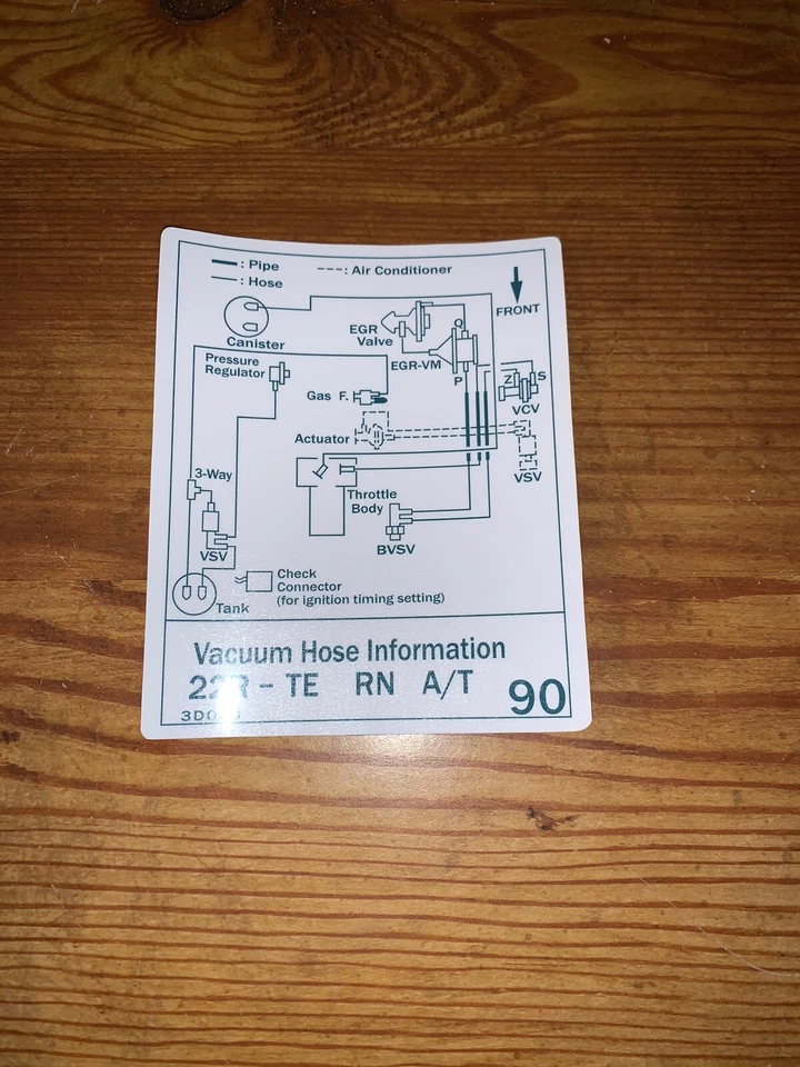 Toyota 1987 camioneta pickup/4runner turbo vacío diagrama calcomanía repro 22rte aire acondicionado #90 Foto 1 de 1
