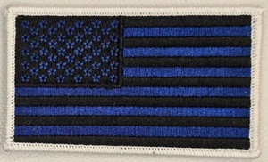Blu e nero con bordo bianco bandiera americana 3,25 x 2 in toppa *made in USA* - Foto 1 di 4