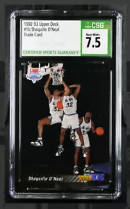 Carta commerciale 1992-93 mazzo superiore Shaquille O'Neal Shaq RC rookie #1B CSG 7,5 quasi nuova + - Foto 1 di 2