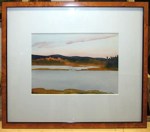 Susan Van Campen Modernist Isleboro Maine Landscape WC Listed Maine Artist - Picture 1 of 9