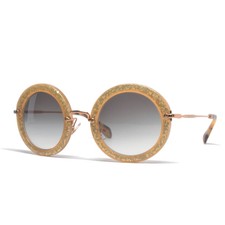 NEW MIU MIU SUNGLASSES MU 13N TKD0A7 YELLOW GLITTER/GRAY AUTHENTIC 13NS