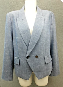 Basque Petite Size 16 Blue Tweed Look Lined Career Wardrobe Staple Jacket - Picture 1 of 11