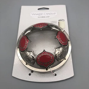 Yankee Candle Escandinavo Rojo y Plata Adornos Illuma-tapa Tarro Candle Topper - Imagen 1 de 6