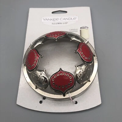 Yankee Candle Escandinavo Rojo y Plata Adornos Illuma-tapa Tarro Candle Topper Foto 1 de 4