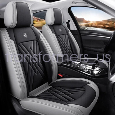 Cubierta de cuero PU envolvente completa para auto Toyota 5 asientos cubiertas de cuero negro y gris Foto 1 de 4