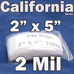 100 Zip Bags 2" x 5" Reusable Clear Poly 2MIL Jewelry Coin Lock able 50 x130mm - Picture 1 of 8