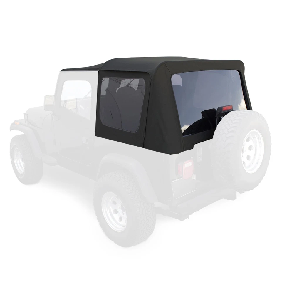 For 1987-1995 Jeep Wrangler YJ 2DR Soft Top Sailcloth Black w/ Tinted Windows - Image 1 of 4