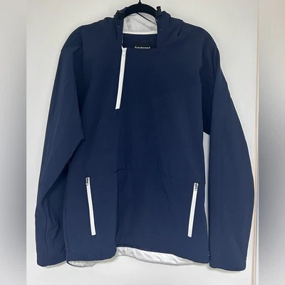 Chaqueta pulóver con capucha 1/4 cremallera azul forrada de vellón Betabrand para hombre talla mediana Foto 1 de 4