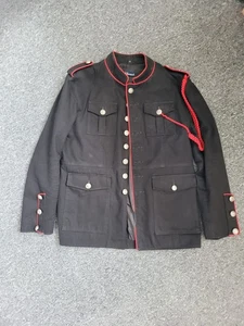 Steampunk Military Jacket Goth Mens Black Red Size M - Picture 1 of 5