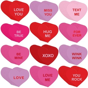 60 Pcs Valentine's Day Conversation Heart Cutouts 2.99 Inch Bulletin Board - Picture 1 of 6
