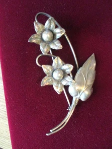 VINTAGE Large 3 5/8" Flower Brooch Sterling BEAUTIFUL! - Picture 1 of 4