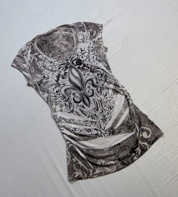 De Colección Aflicción/Tapout Estilo Y2K Babydoll Malla Top S Tatuaje As Bebé Camiseta Banda Foto 1 de 4