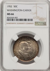 1952 Washington Carver 50c Commemorative - PCGS MS66 - Great Toned PQ Super Gem! - Picture 1 of 3