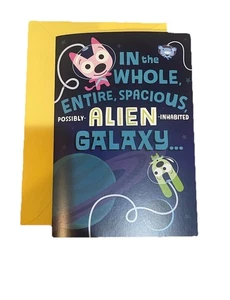 Hoops & YoYo Birthday Card By Hallmark Musical With Cute Cartoons in Space New - Picture 1 of 3