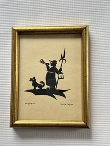 Vintage German Silhouette Paper Cut Picture C H Reichert Framed Signed - Picture 1 of 8