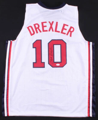 Clyde Drexler Signed Team USA Jersey (JSA COA) Clyde the Glide / 10xAll Star  - Image 1 of 4