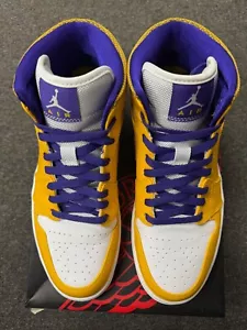 NEW AIR JORDAN 1 MID SNEAKERS **LAKERS** SIZE 10 - Picture 1 of 8