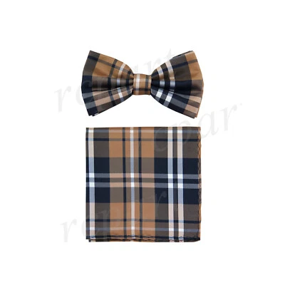Nuevo Conjunto de pajarita preatada para hombre cuadros y cuadros poliéster formal boda rojo gris Foto 1 de 3