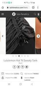 Lululemon-Hot & Sweaty Tank-NWOT-Sz 10-Black/Charcoal - Picture 1 of 11