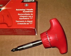 *NEW* Snap-on T-HANDLE Ratcheting Screwdriver, STUBBY ~ SSDMRT1R *RED* NIB! - Picture 1 of 4