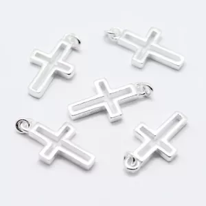 10 pezzi ciondoli croce intagliati con argento sterling 925 ciondoli con passante 12,5x7 mm - Foto 1 di 2