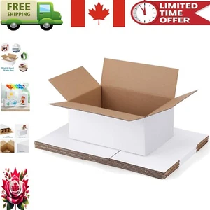 Set of 6 White Corrugated Shipping Boxes 10x7x5 - Perfect for Business Packaging - Picture 1 of 8