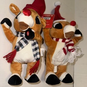 Lot 2 Rudolph das Rentier mit der roten Nase animiert Side Stepper musikalisch tanzend Gemmy - Bild 1 von 8