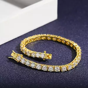 10CT Round Lab Created 4MM Diamond Tennis Bracelet 7.5" 14K Yellow Gold Plated - Picture 1 of 5