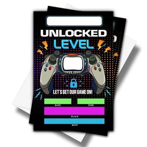 Video Game Birthday Invitations 20 Pack 4"x6" Computer Game Style Party - Picture 1 of 5