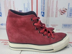 Converse Chuck Taylor All Star Women's Sz 6 Hidden Heel/Wedge Maroon/Red Suede - Picture 1 of 11