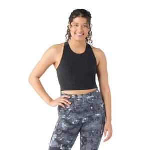 Smartwool Sports Bra Women's S Black Merino Wool Scoop Neck Crop Active JDM2030 - Picture 1 of 12