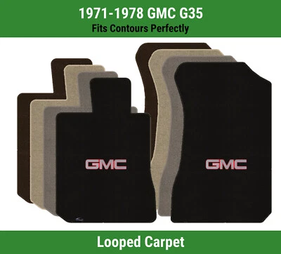 Alfombrillas delanteras Lloyd Classic Loop para '71-78 GMC G35 con logotipo GMC 1 plateado/rojo Foto 1 de 4