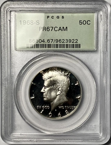 1968 S PCGS OGH Kennedy Silver Half Dollar 50c PR67 CAM Cameo Green Holder! Cover