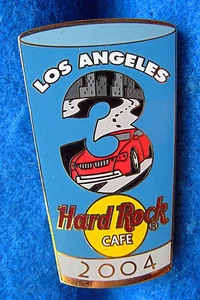 LOS ANGELES PINT GLASS SERIES #3 RED SPORTS CAR & FREEWAY Hard Rock Cafe PIN LE - Picture 1 of 1