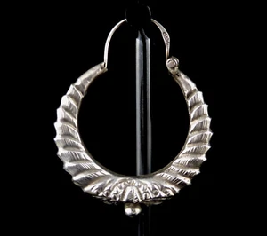 Pendiente grande hecho a mano / individual criollo plata 925 boho vintage Ø3,5 cm 2,8 g - Imagen 1 de 3