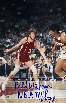 Foto firmada por Bill Walton 12x18 NBA Portland Trailblazers 'NBA MVP 77,78' PSA Foto 1 de 2