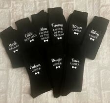 Black Personalised Wedding Socks. Any Name & Role. 