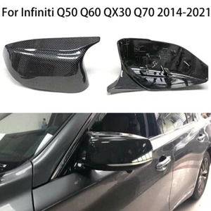 For Infiniti Q50 Q60 Q70 QX30 Real Carbon Fiber Side Mirror Cover Replacement - Picture 1 of 9