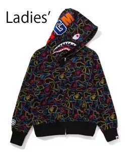 A BATHNIG APE Ladies' NEON CAMO SHARK FULL ZIP HOODIE 1L30215004 - Picture 1 of 10