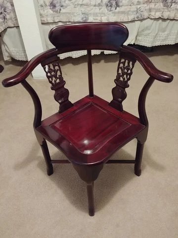Elegant Hand-Carved Asian Corner Chair Cover