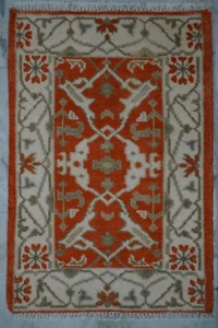 Traditional Authentic Oriental Orange Hand-Knotted 2x3ft Accent Rug | Handmade - Picture 1 of 9