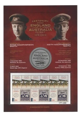 Estampillas y carpeta medallón Australia Impression 2019 primer vuelo edición limitada Foto 1 de 2