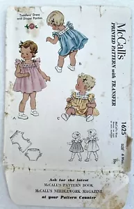 McCall Vtg ORIGINAL 1625 Toddlers Dress & Diaper Panties Sz 6 Mos. Baby 1951 - Picture 1 of 15