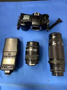 NIKON N70 MIT ZWEI OBJEKTIVEN FÜR ERSATZTEILE WIE ABGEBILDET - Bild 1 von 9